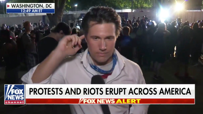 Vittert was covering for Fox when he and his crew got struck by protesters